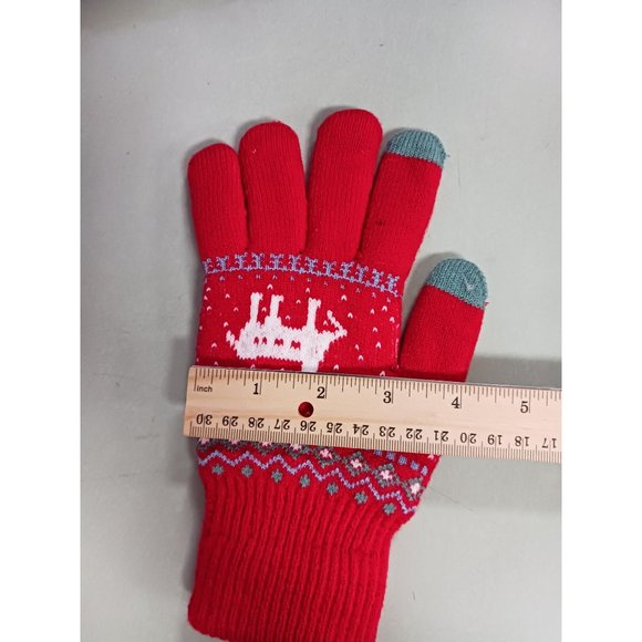 Xingfan Women's Winter Knit Gloves Knit Lining Elastic Cuff Texting Reindeer NEW - Picture 4 of 6